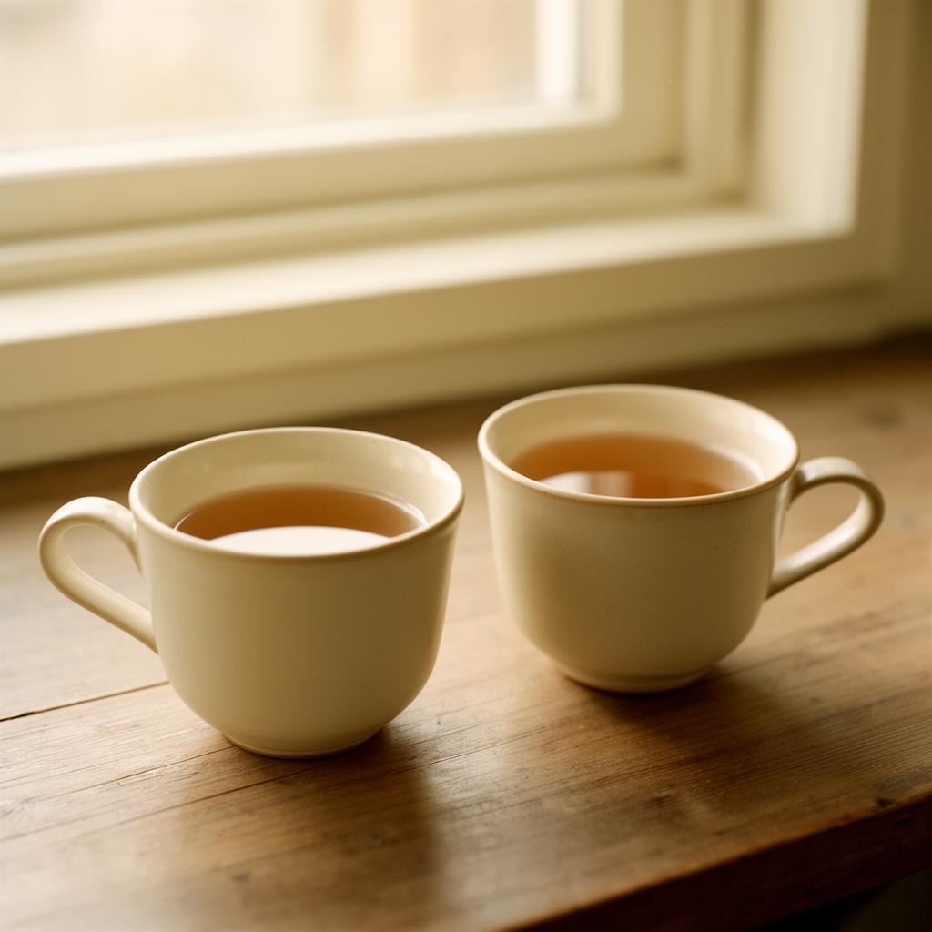Two cups of tea on a wooden table